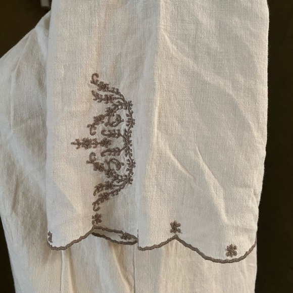 BANANA REPUBLIC Beige Short Sleeve Linen Blend Embroidered Women’s size Small - Picture 10 of 11